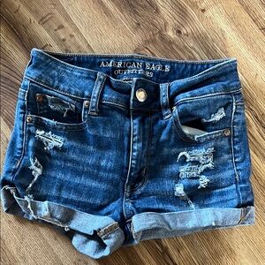 American Eagle Outfitters Blue Jean Shorts Distressed Cutoff